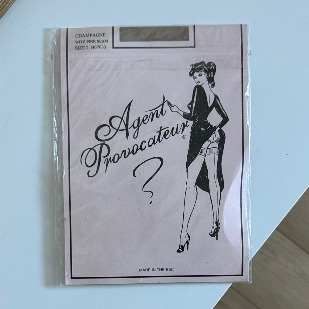 Agent Provocateur Champagne Stockings with Pink Seam